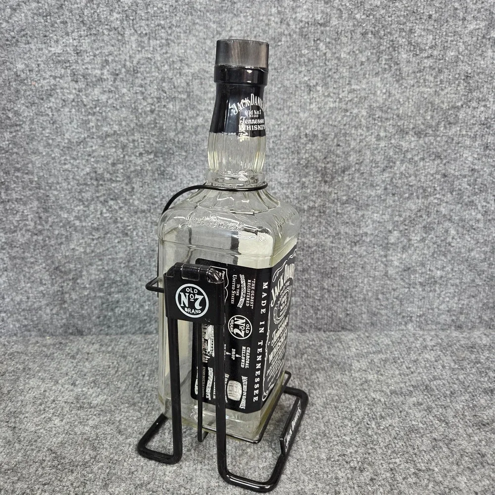 Jack Daniels Whiskey 1.75 Litre Bottle in Swing Metal Cradle Pour Holder Mancave